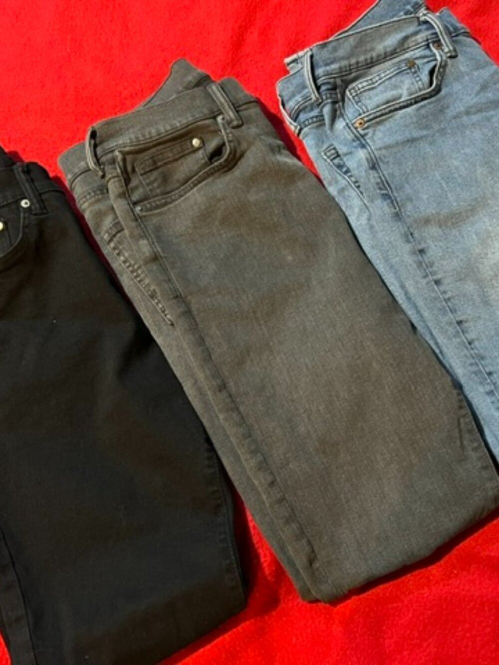 Lot 3 Mens Skinny Jeans 33x32 Black Gray Blue Denim Pants Stretch